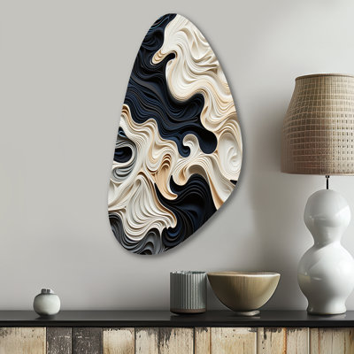 Black White Opt Art Rhythmic Pulses II - Op Art Fall Shape Asymmetric Metal Wall Art