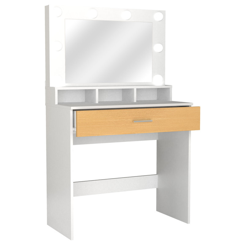 Priscylla Dressing Table with Mirror, Brown/Grey