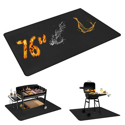 76"×52" Under Grill Mat For Outdoor Grill,Double-Side Fireproof & Heat-Resistant Outdoor Grill Mat,Protective Mat For Patio,Courtyard,Tabletop
