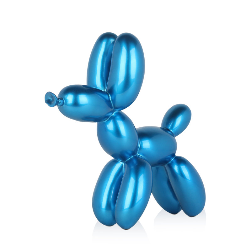 Dog Balloon Large Resin Statue, Blue, 62cm H x 64cm W x 23cm D