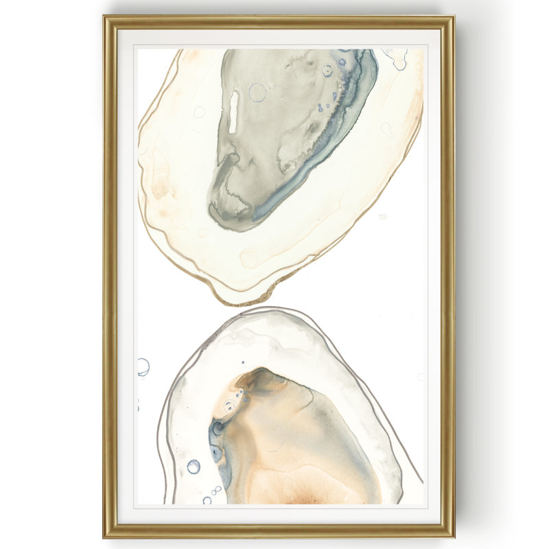 «Ocean Oysters II», reproduction sur toile, H 30,5 po x l 42,5 po x P 1,5 po, Impression encadrée, Doré