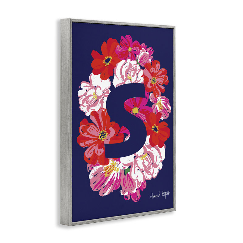 «Floral Bloom», lettre S, estampe numérique encadrée par Hannah Louise Byatt, Estampe numérique Farmhouse, H 18 po x l 12 po