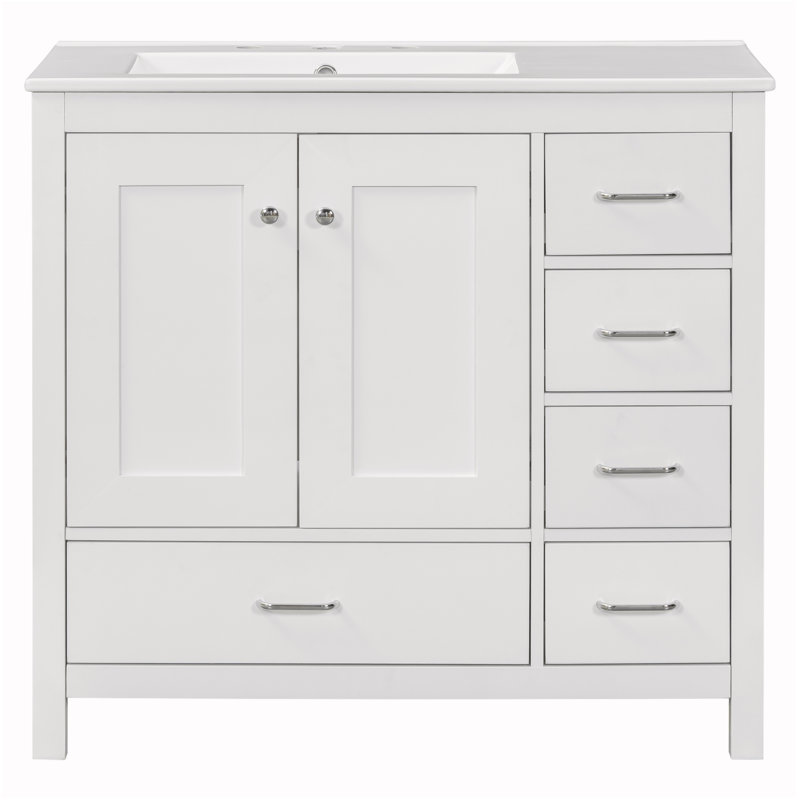 Jasier 36'' Single Bathroom Vanity with Ceramic Top
