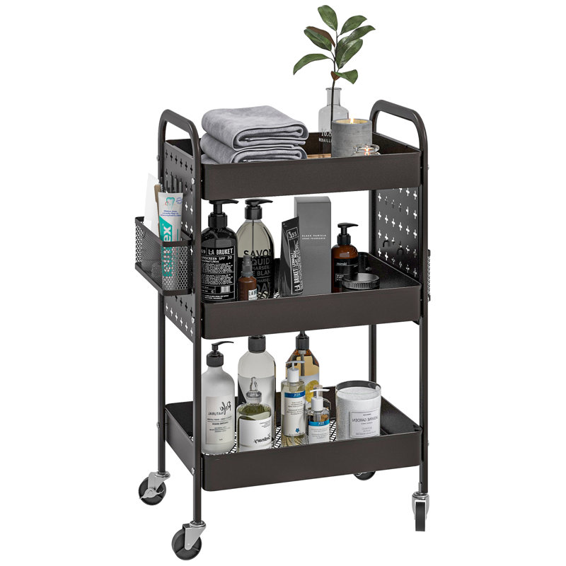 Aroosha 75cm H x 53.5cm W Utility Cart with Wheels, Black
