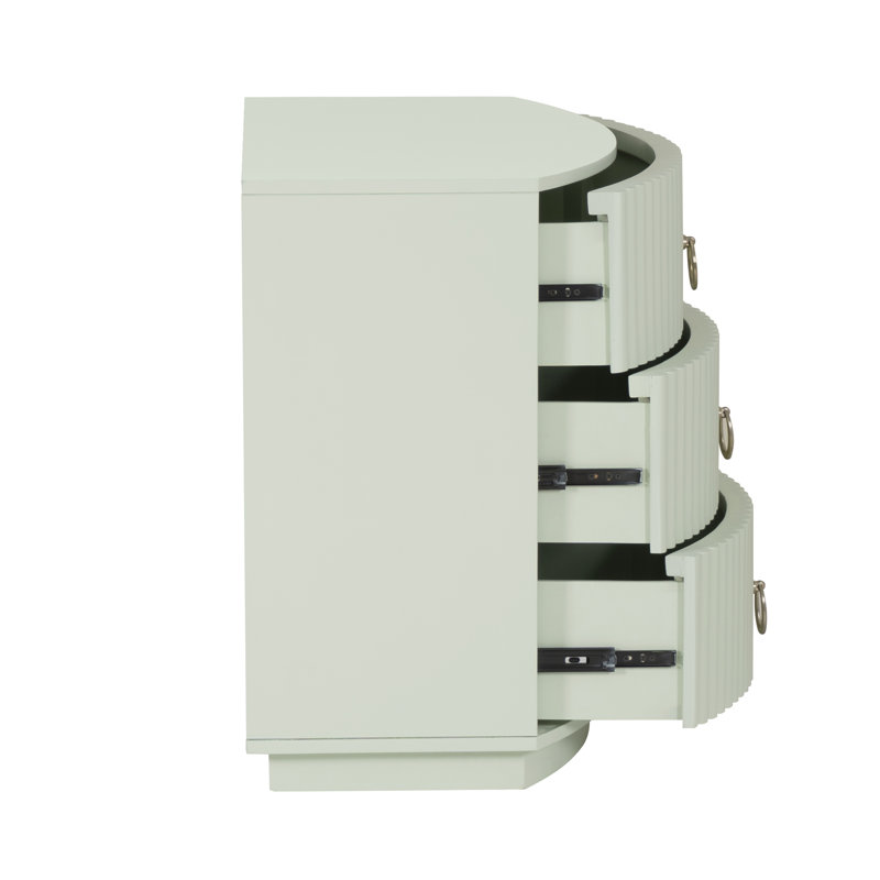 Chantel 3 Drawer Nightstand White, Green