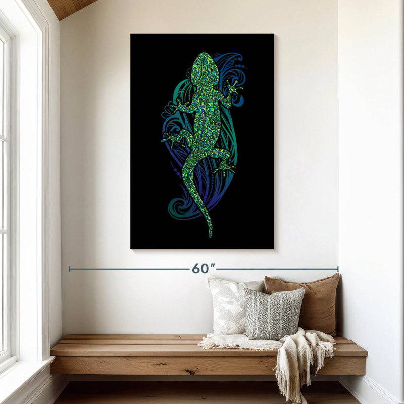 Brampt Tribal Green Lizard, 48" H x 32" W