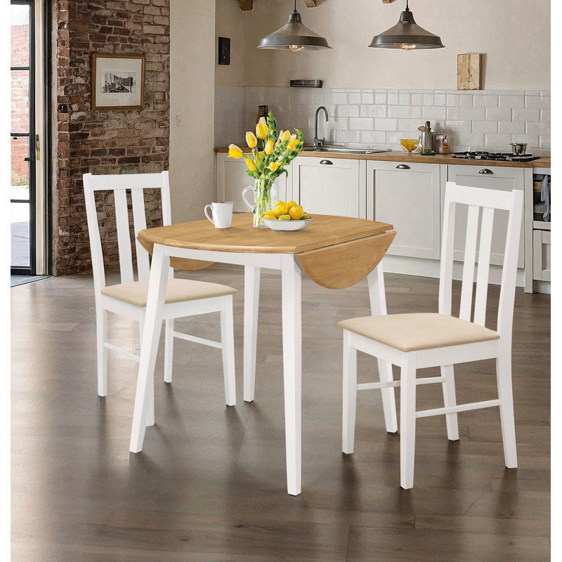 Ledbury Drop Leaf Round Dining Table With 2 Aston Chairs