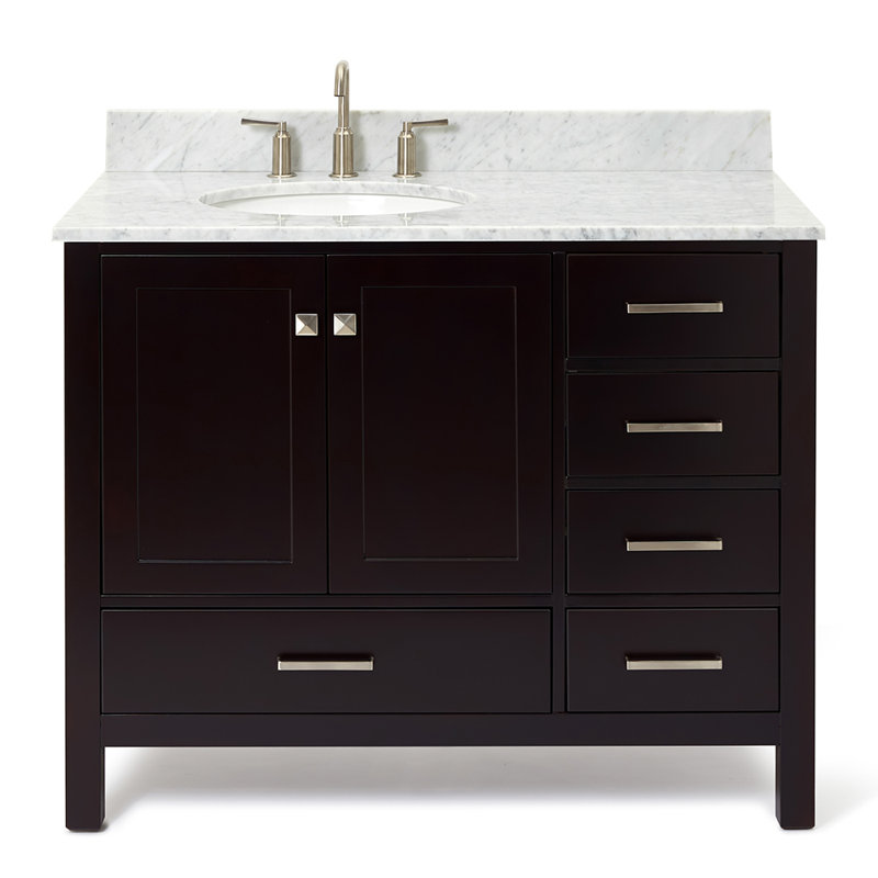 Flynt 43'' Single Bathroom Vanity with Carrara Marble Top, Espresso