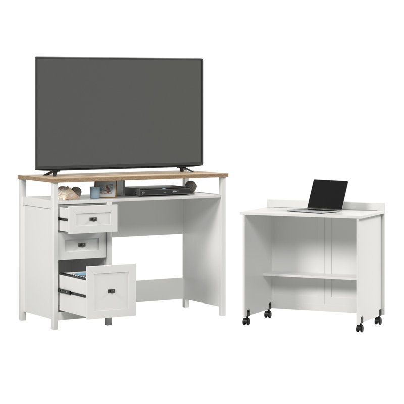 Crédence avec bureau, finition blanche