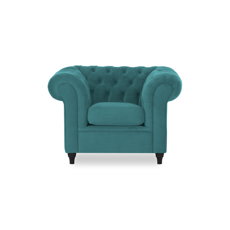 Upholstered Chesterfield Chair, Blue kronos