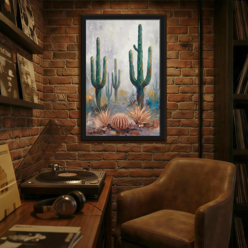 Plantes et fleurs, paysage de cactus du désert, reproduction d'art, H 24 po x l 16 po