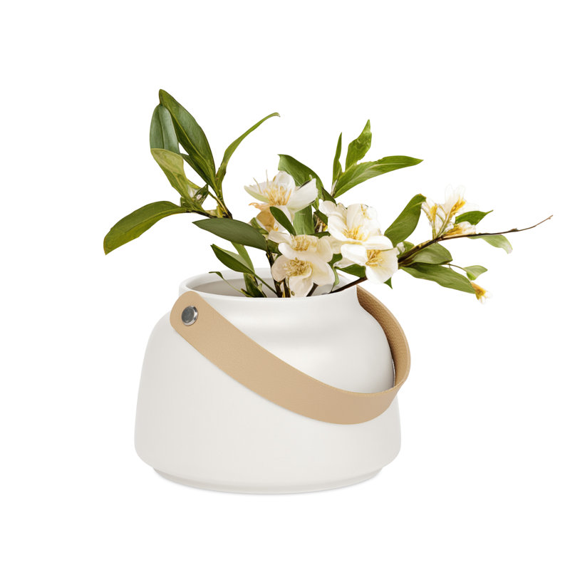 Vase de table en céramique blanche Lido, Blanc, H 3,5 po x l 5 po x P 5 po
