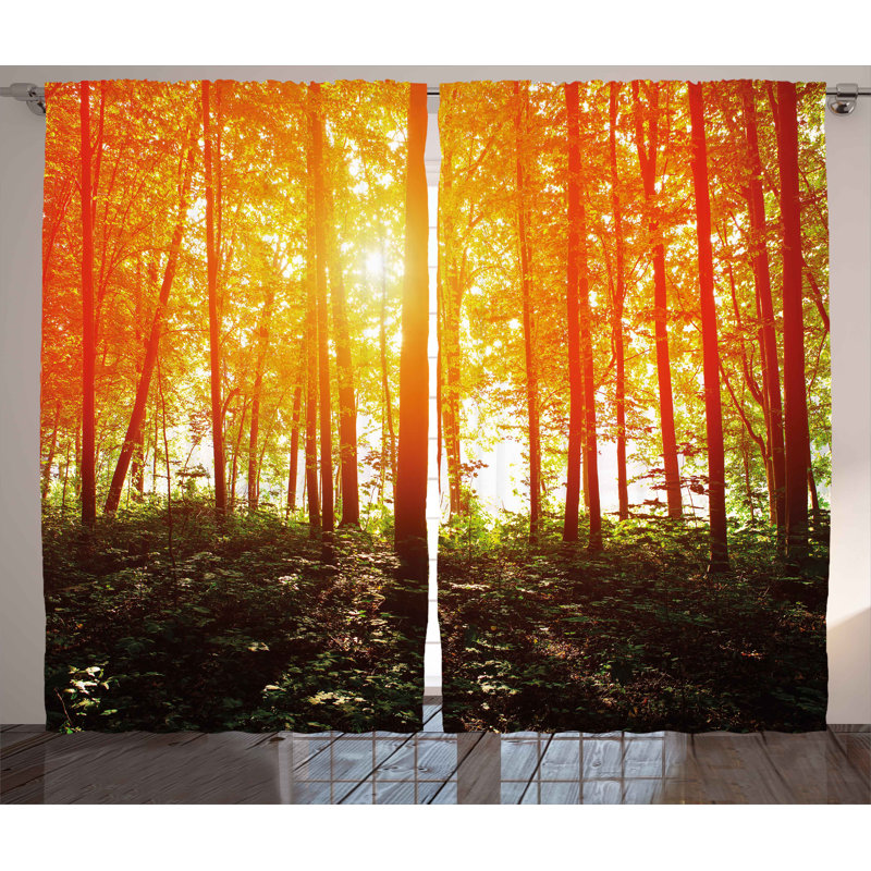 Foggy Forest Semi-Sheer Rod Pocket Curtain Panels, 54" W x 90" L