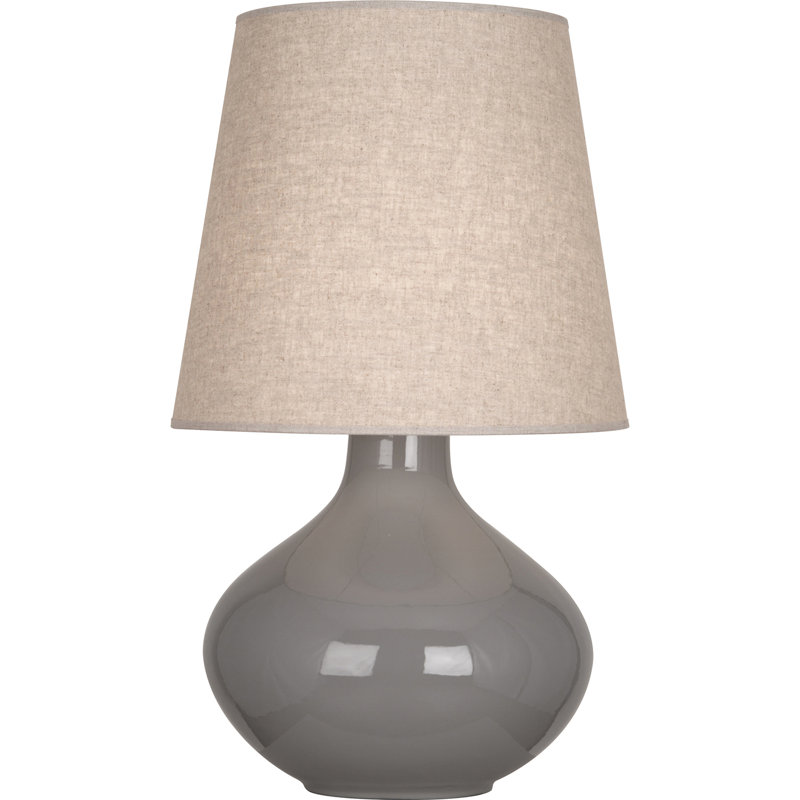 June Ceramic Table Lamp, Buff Linen, Smokey Taupe