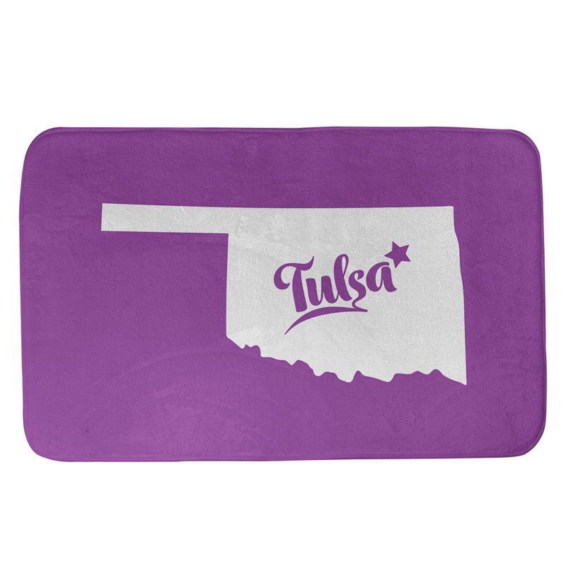 Rectangle Foam Microfiber Non-Slip Does Not Apply Bath Rug, 21" W x 34" L, Violet, Tulsa Oklahoma