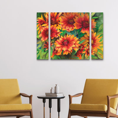Ensemble de 3 panneaux - Joanne Porter «Red Hots», art mural sur toile pour le salon, la chambre à coucher ou le bureau 