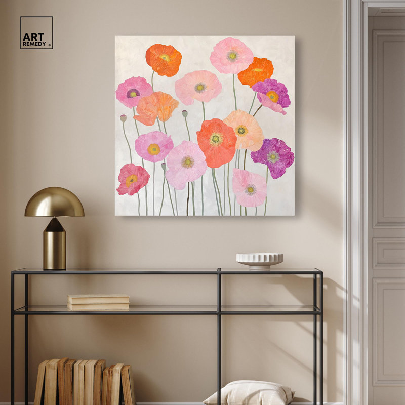 Sunset Poppy Chorus I Canvas by Art Remedy, Wrapped Canvas, 20" H x 20" W, Wrapped Canvas