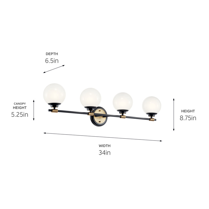Tomasita 4 - Light Dimmable Vanity Light, Black/Champagne Bronze
