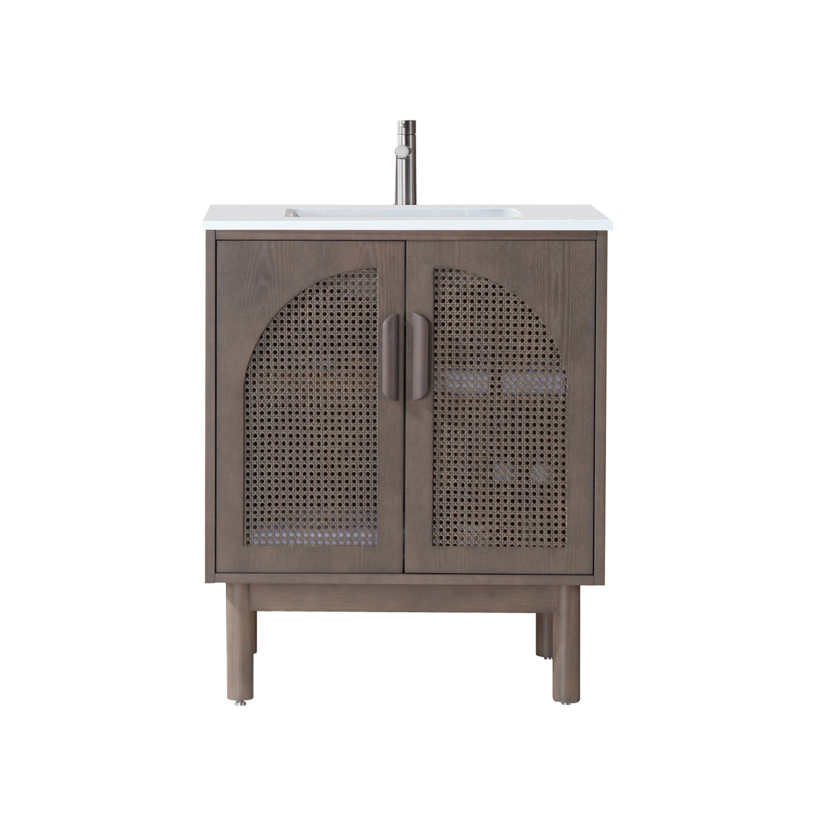 Emir 29.13'' Single Bathroom Vanity with White Quartz Top, Chestnut Oak