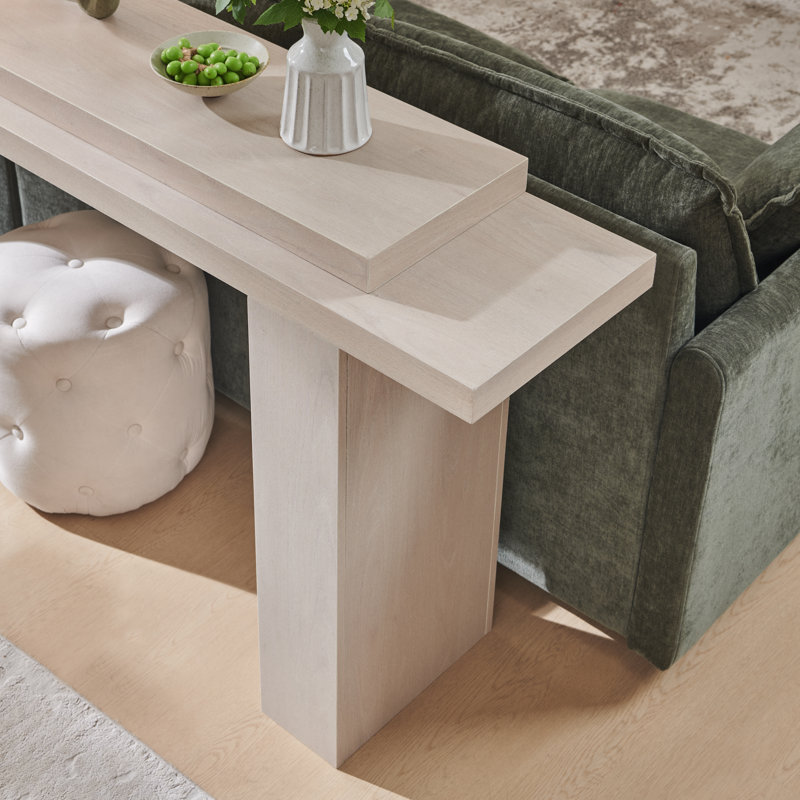 63-Inch Long Entryway Table，Wooden Console Table，Modern Sofa Table Behind Couch For Living Room, White Alder