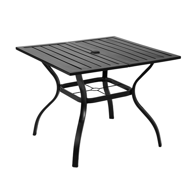 Patio 35 In. Steel Square Dining Table With 1.57 In. Umbrella Hole