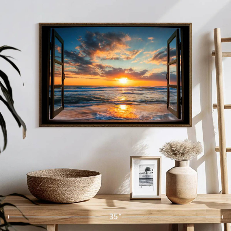 Fenêtre sur le Marcum du Pacifique, 25 po x 17 po, Cadre flottant noyer