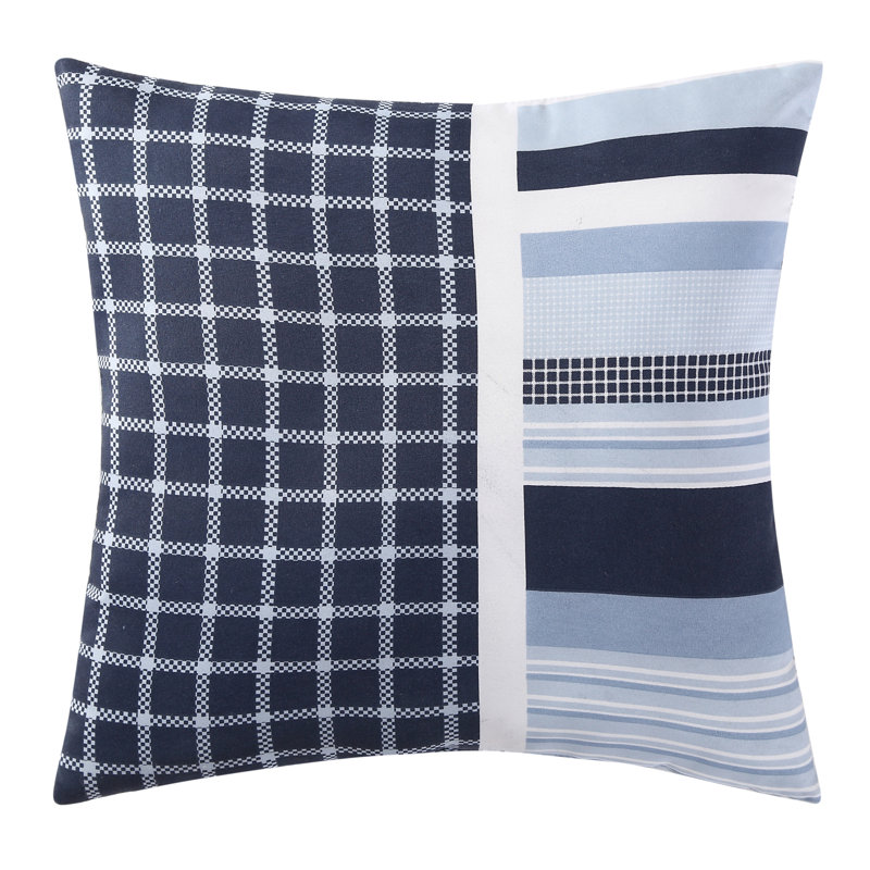 Nautical Blue and White Striped Twin Quilt Set with Decorative Pillow