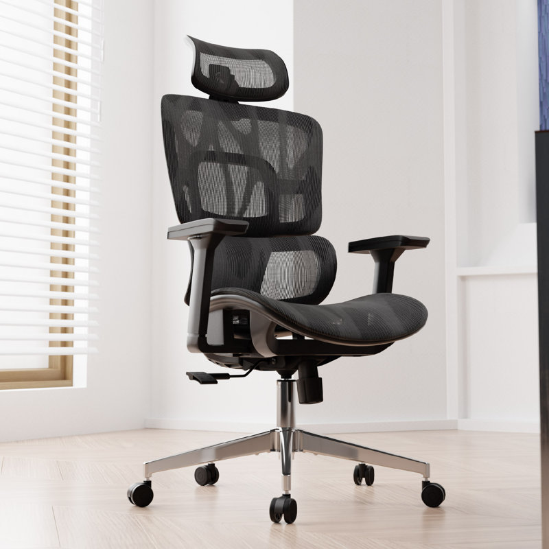Fauteuil de bureau ergonomique Marsia, Noir / argent, Noir