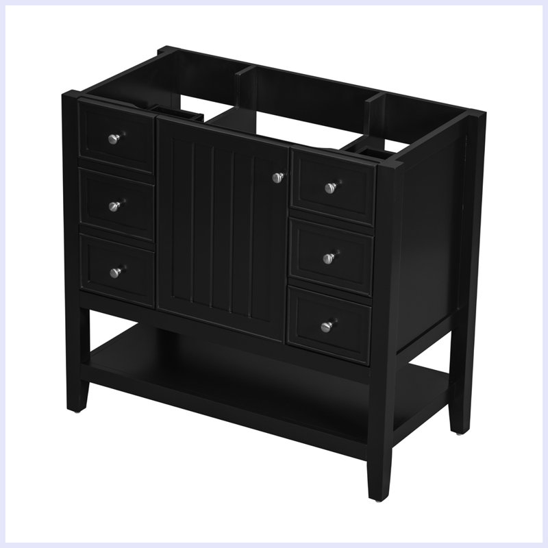 Meuble-lavabo moderne avec une armoire et trois tiroirs, Noir