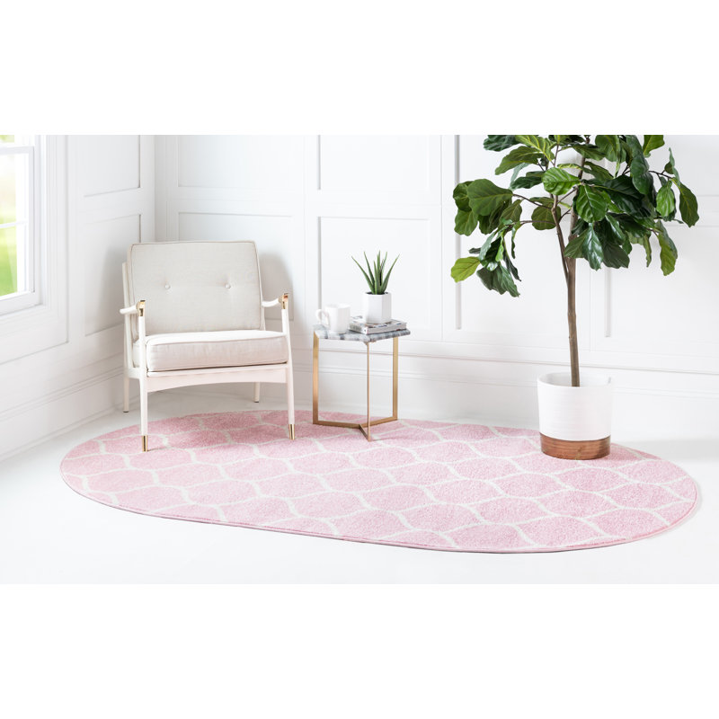 Tapis géométrique Llanet, Ovale 7 pi 10 po x 10 pi, Rose