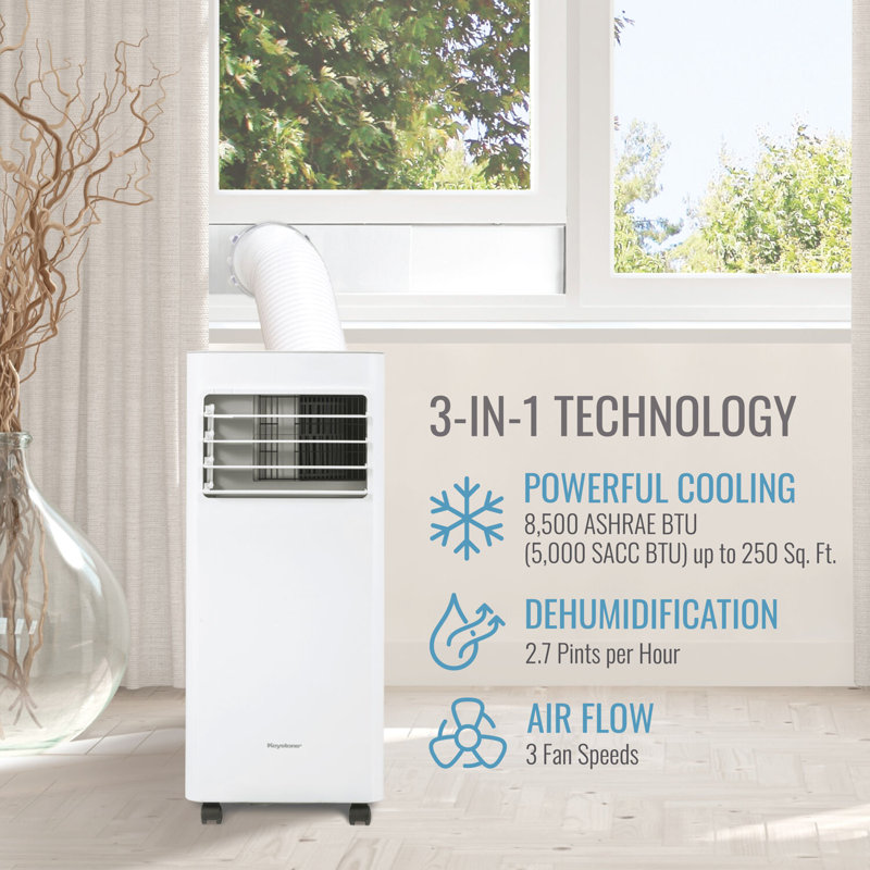 Keystone White Portable Air Conditioner with Remote and Sleep Mode