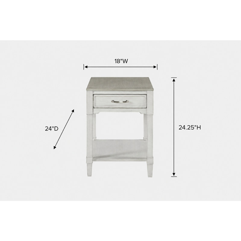 Table d'appoint avec tiroir et tablette ouverte