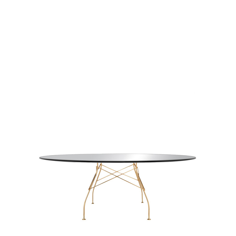 Oval Glass Dining Table, Chrome, Black