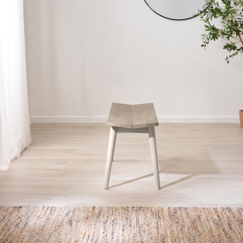Aoibheann Solid Wood Bench - Traditional Rustic Farmhouse Kitchen Style, Whitewash, 43cm H x 95cm W x 30cm D