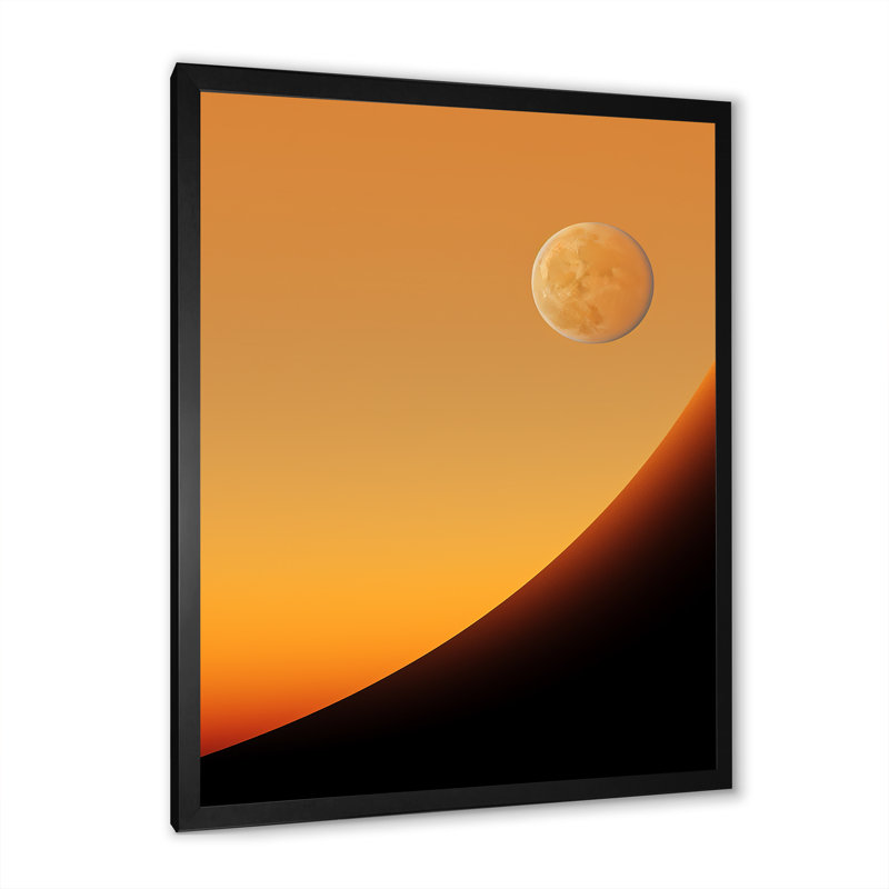 Lune jaune topaze crépuscule, Cadre simple noir, H 44 po x l 34 po x P 1,5 po