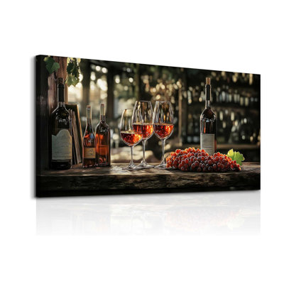 Dining Room Wall Art Wine Glass Canvas Wall Pictures Kitchen Art Wall Decor Still Life Goblet Prints Painting Landscape Poster Bar Living Room Office Artwork Modern Home Decoration 24X48