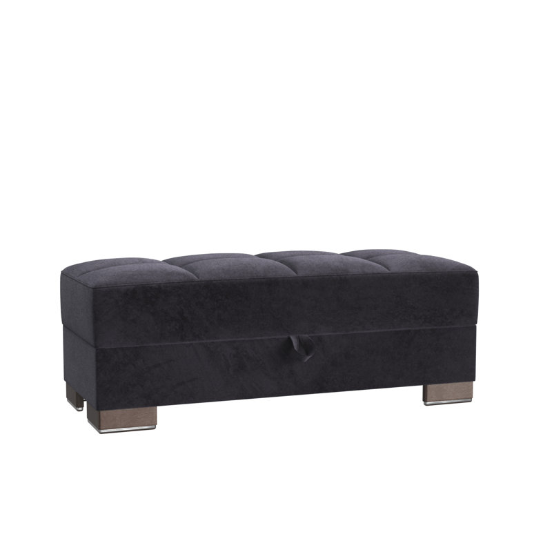 Repose-pieds rembourré avec rangement Primenest, Tissu noir