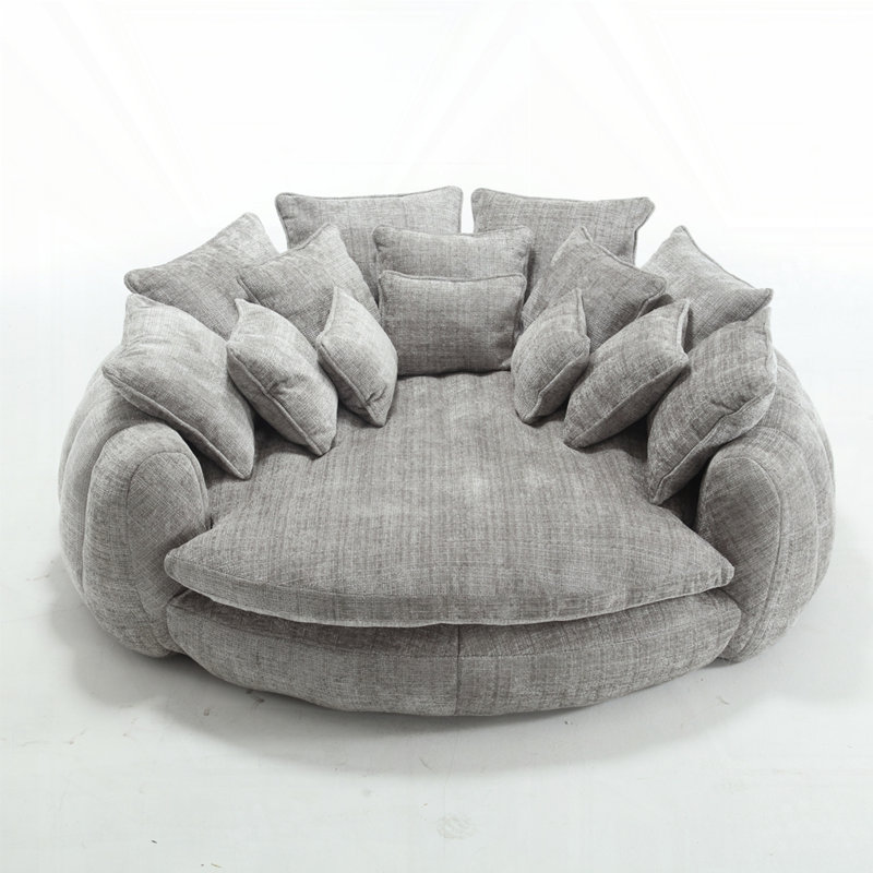 Canapé-lit surdimensionné avec accoudoirs, Chenille gris pâle