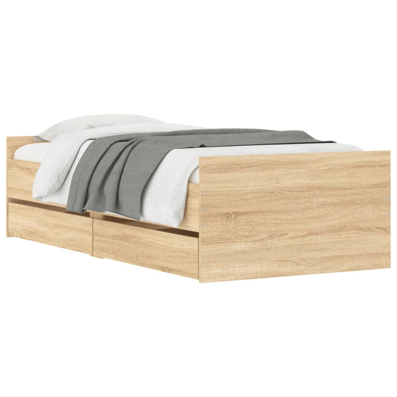 Nikash Bed, Small Single ( 75 x 190 cm), Sonoma Oak