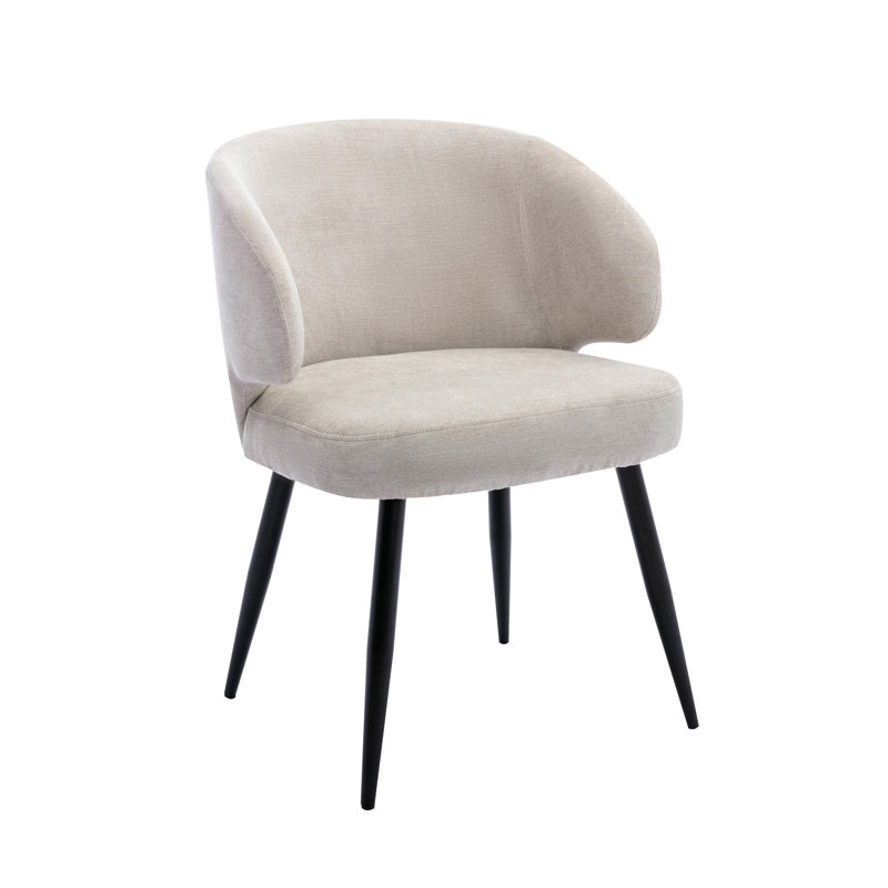 Chaise rembourrée en tissu avec pieds en acier Emireth, Crème