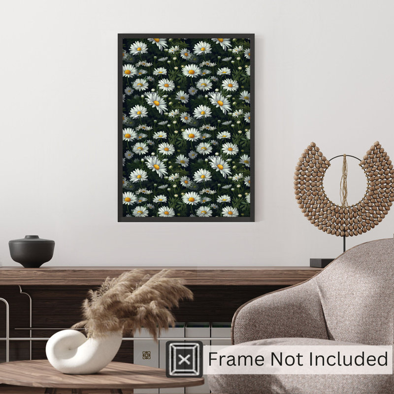 Motif floral de marguerites florales, impression d'art moderne moderne sans cadre, H 14 po x l 11 po