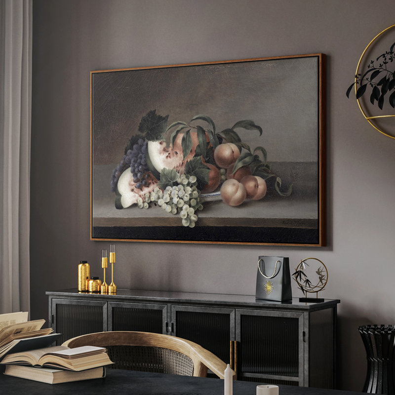 Botanique rétro - XL, Toile encadrée noyer flottant, H 27 po x l 41 po x P 2 po