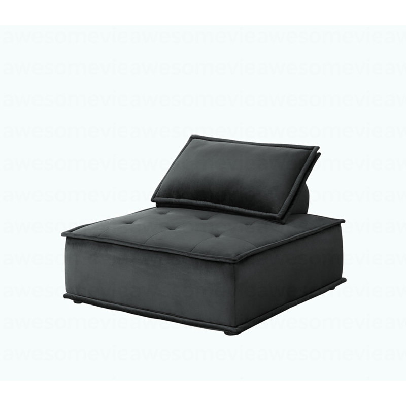 Canapé modulaire moderne en velours noir 3 pièces 3 pièces, Velours gris foncé, 29 po H × 80 po × 80 po P
