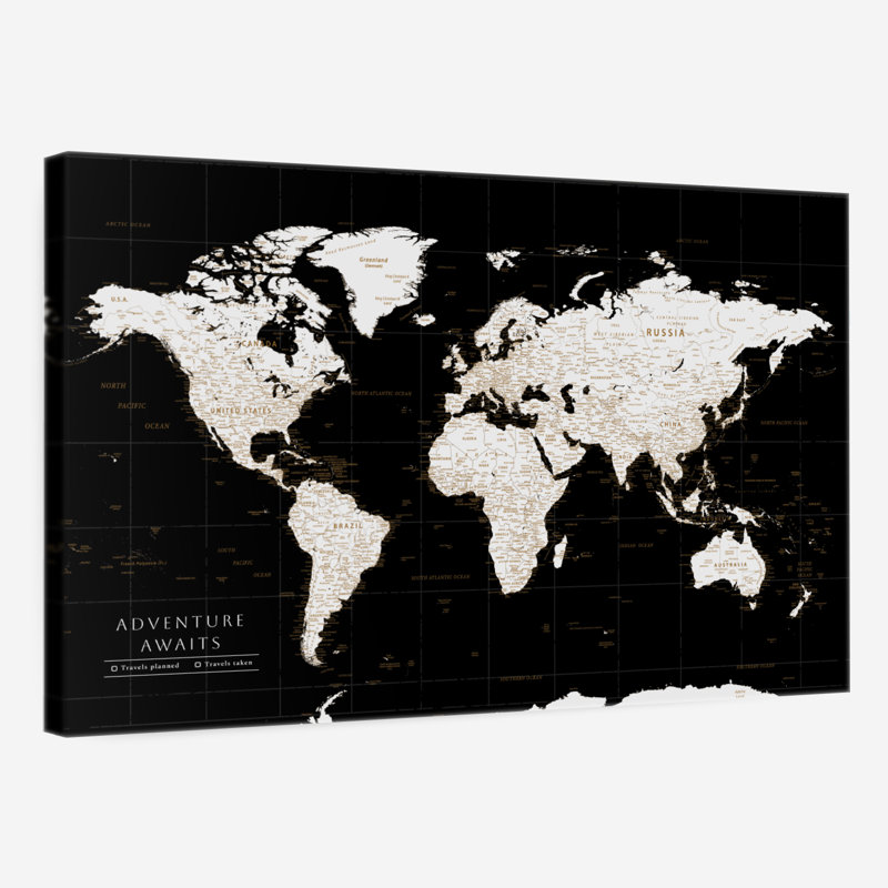 «Adventure Awaits I Push Pin World Amrico», H 26 po x l 39 po