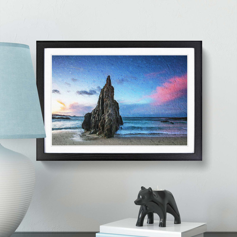 Sunrise on a Beach in Spain - Picture Frame Painting Print, 48cm H x 65cm W x 2cm D, Black Framed