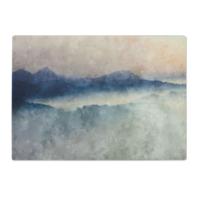 Tempered Glass Misty Mountains Chopping Board
