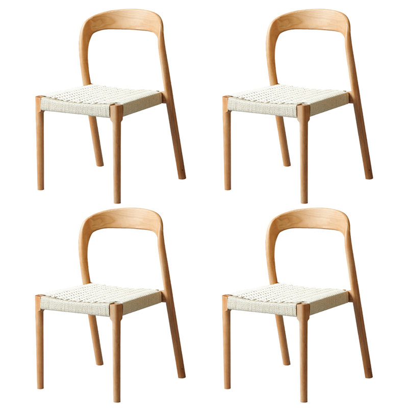 Chaise de salle à manger en bois massif tissée à la corde