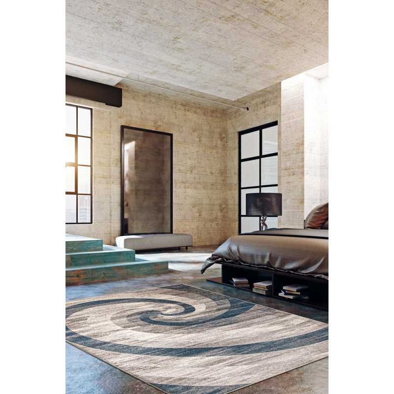 Tapis ivoire / bleu Haslam, Rectangle 6 pi 7 po x 9 pi 6 po