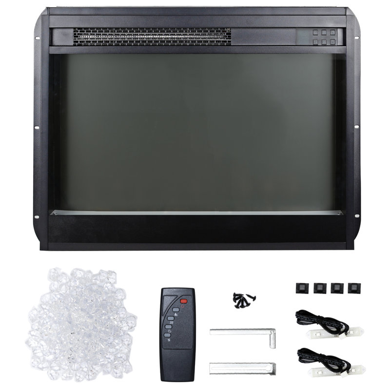 Foyer électrique encastrable 23 pouces - flamme de cristal, 11 réglages de température, télécommande, protection contre la surchauffe, 1400 W pouces, 9 réglages infrarouges réalistes