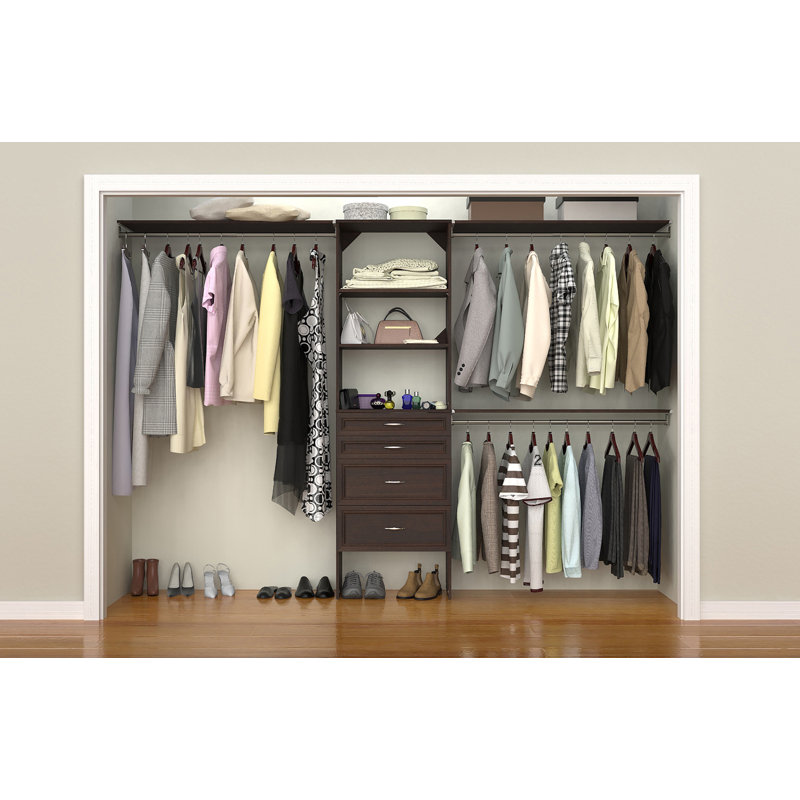 SuiteSymphony 84" W - 120" W Closet System with Drawers, Midnight Brown